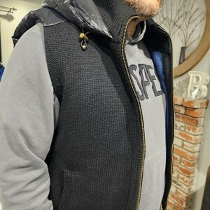 SCOTCH & SODA AMSTERDAM COUTURE Black Knit Vest Full Zip  Hood Mens Outerwear